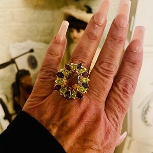 Multi gemstone sterling silver ring.